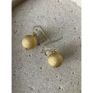 Gold‎ Tone Textured Ball Drop Earrings Dangle Classic Minimalist Everyday